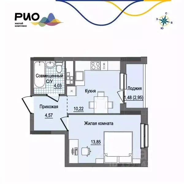 1-к кв. Удмуртия, Ижевск Воткинский жилрайон, Рио жилой комплекс, 2 ... - Фото 1