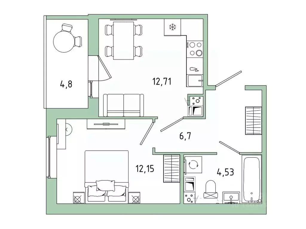 1-к кв. Ленинградская область, Гатчина Въезд мкр,  (38.49 м) - Фото 1