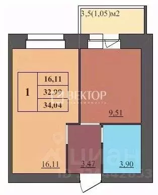 1-к кв. Ярославская область, Ярославль ул. Комкора Хрипина, 3 (34.04 ... - Фото 2