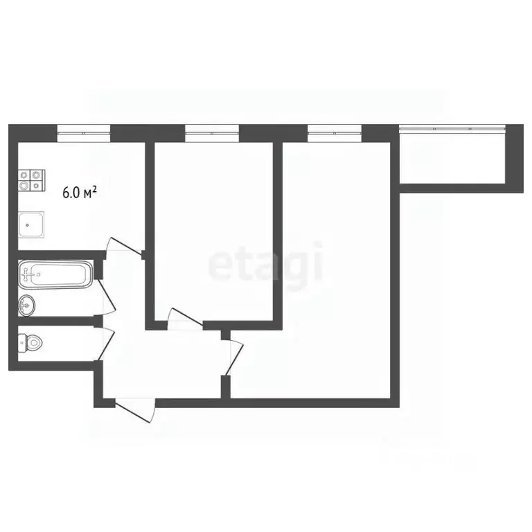 2-к кв. Владимирская область, Муром Московская ул., 54 (46.3 м) - Фото 1