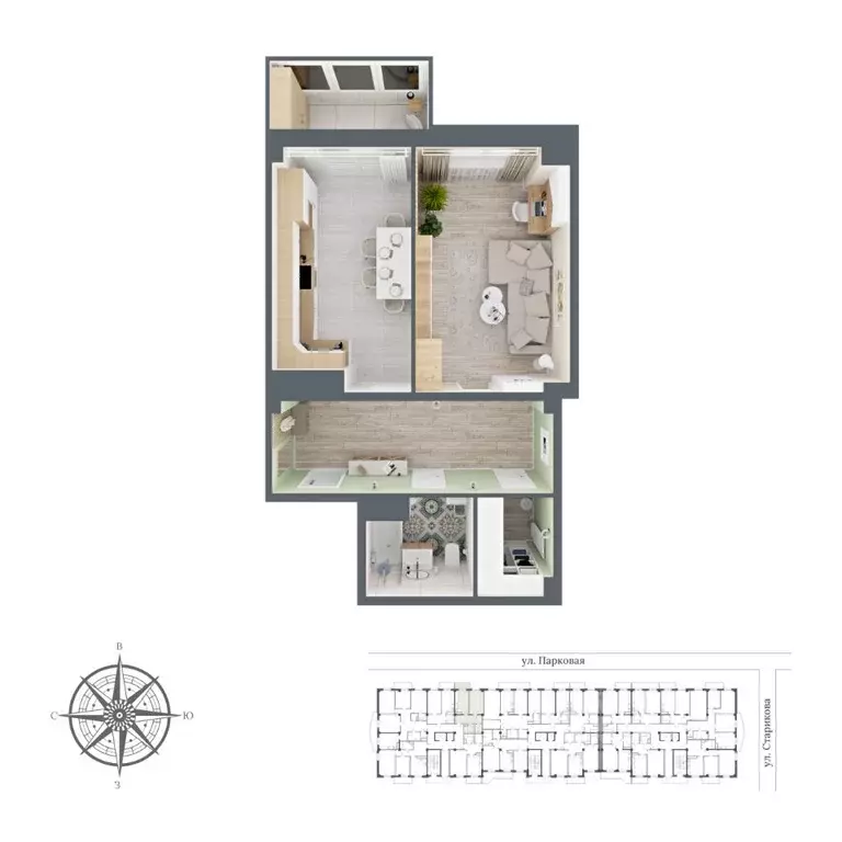 1-к кв. Карачаево-Черкесия, Черкесск Парковая ул., 10 (59.73 м) - Фото 1