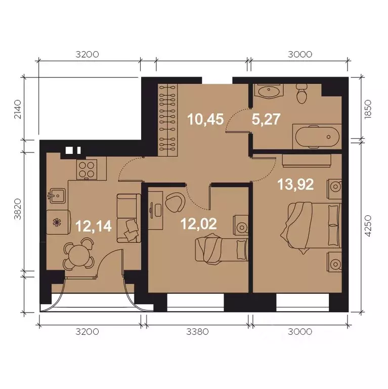 2-к кв. Иркутская область, Иркутск наб. Верхняя, 137 (57.11 м) - Фото 1