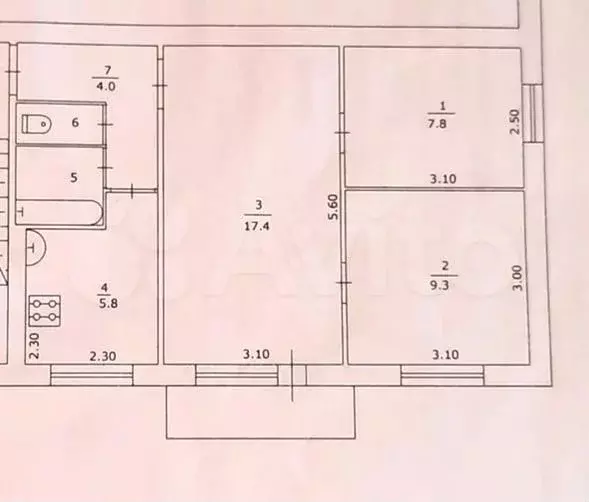 3-к. квартира, 47,4 м, 5/5 эт. - Фото 0