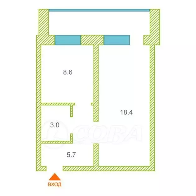 1-комнатная квартира: Тюмень, улица Мебельщиков, 4 (35.4 м) - Фото 2
