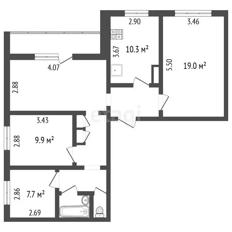 4-комнатная квартира: Омск, улица Конева, 32/1 (80.8 м) - Фото 0