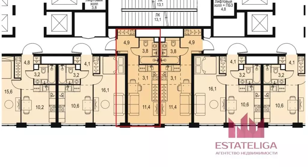 Студия Москва Левел Южнопортовая жилой комплекс, 1 (23.0 м) - Фото 1