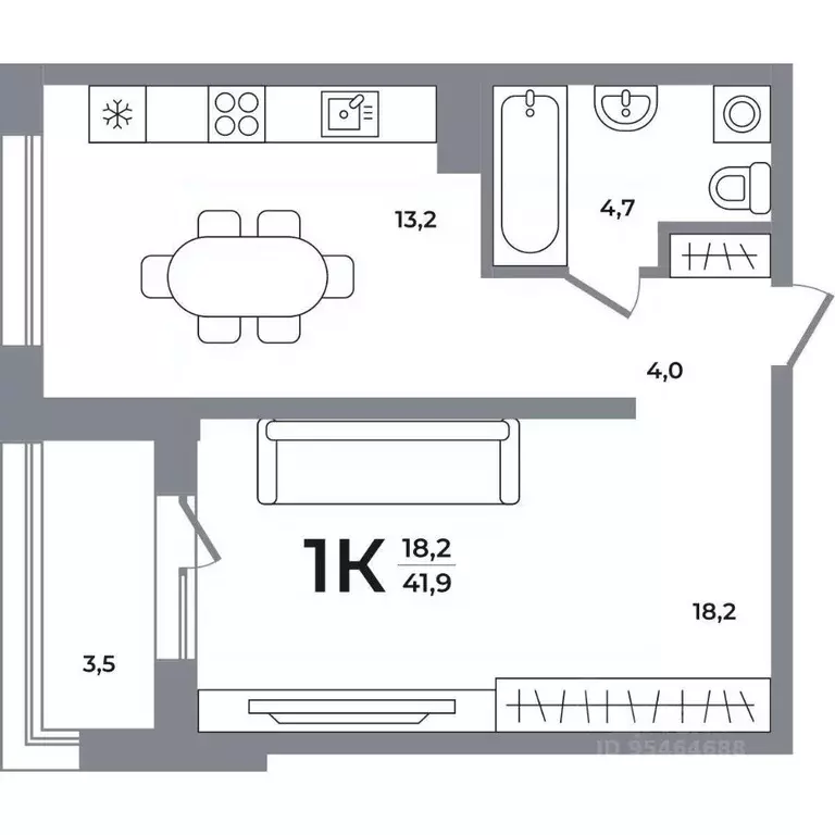 1-к кв. Новосибирская область, Новосибирск Беловежский мкр,  (41.4 м) - Фото 0