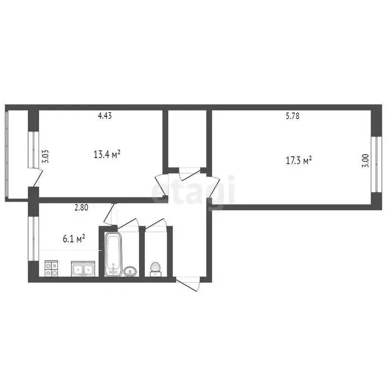 2-комнатная квартира: Молочное, Парковая улица, 8 (49.3 м) - Фото 0