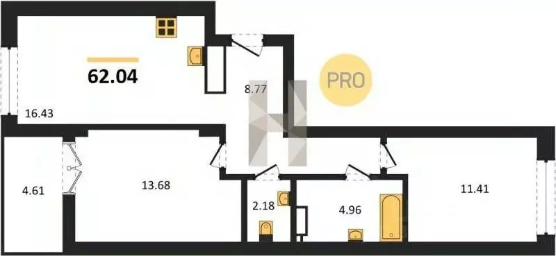 2-к кв. Калининградская область, Гурьевск Включи жилой комплекс (62.04 ... - Фото 1