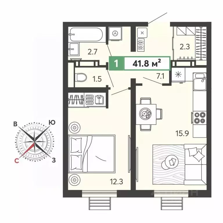 1-к кв. Пензенская область, Пензенский район, Засечный сельсовет, с. ... - Фото 1