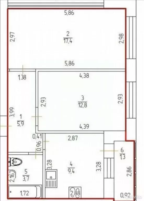 2-к кв. Башкортостан, Уфа ул. Гази Загитова, 9/1 (49.2 м) - Фото 2