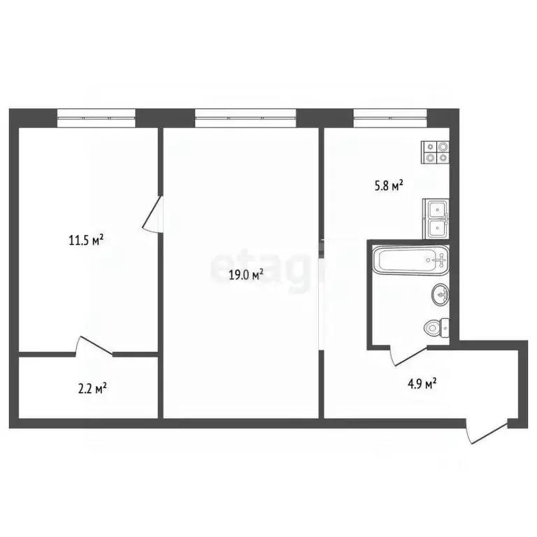 2-к кв. Орловская область, Орел Комсомольская ул., 196 (44.4 м) - Фото 1