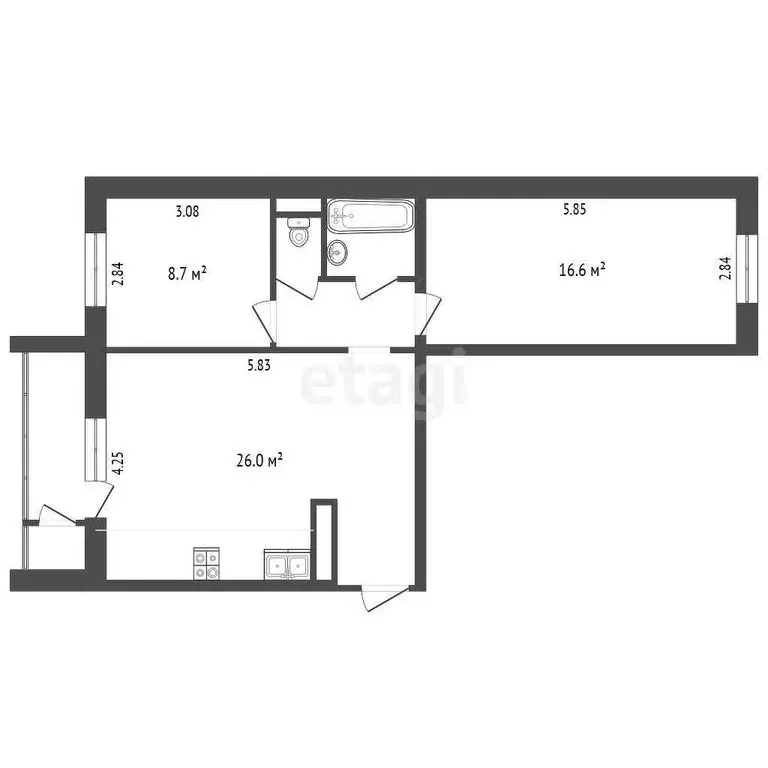 3-комнатная квартира: Челябинск, улица Толбухина, 7 (57 м) - Фото 0