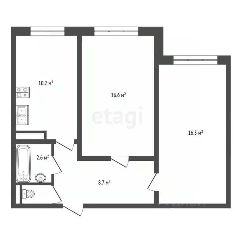 2-к кв. Санкт-Петербург Комендантский просп., 31К1 (55.6 м) - Фото 2