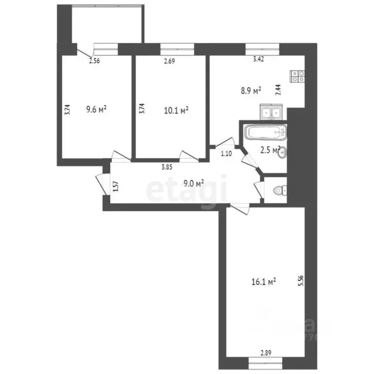 3-к кв. Ямало-Ненецкий АО, Ноябрьск Советская ул., 103 (73.9 м) - Фото 2