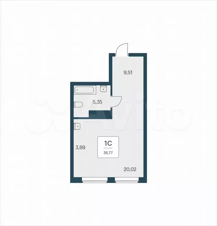 Апартаменты-студия, 38,8 м, 16/25 эт. - Фото 0