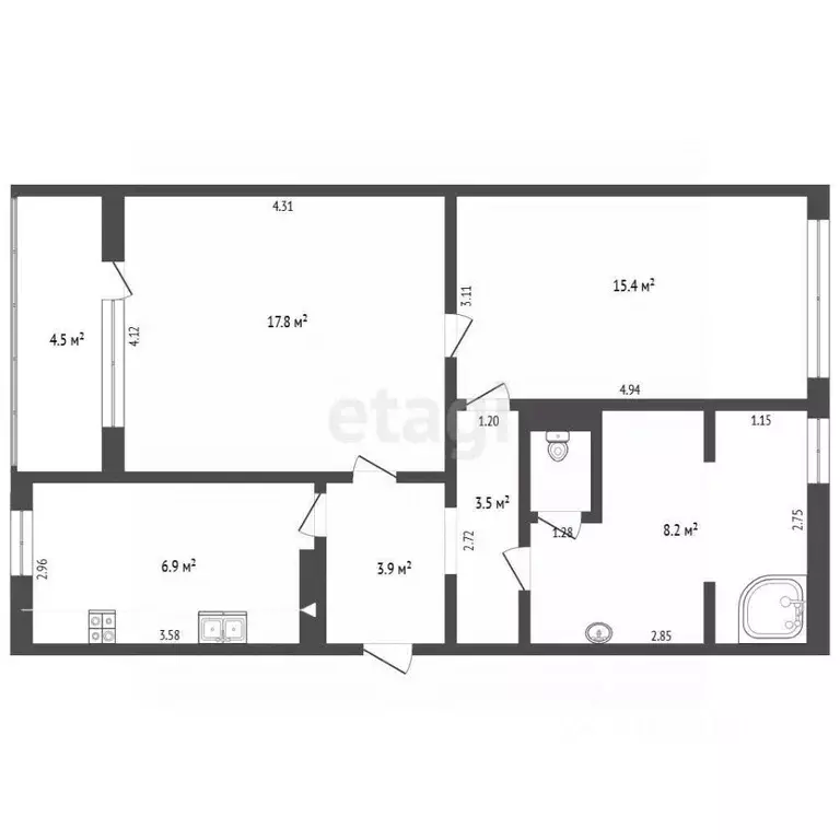 2-к кв. Севастополь ул. Вакуленчука, 14 (58.7 м) - Фото 2