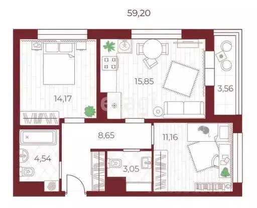 2-к кв. Тульская область, Тула городской округ, пос. Петровский проезд ... - Фото 2