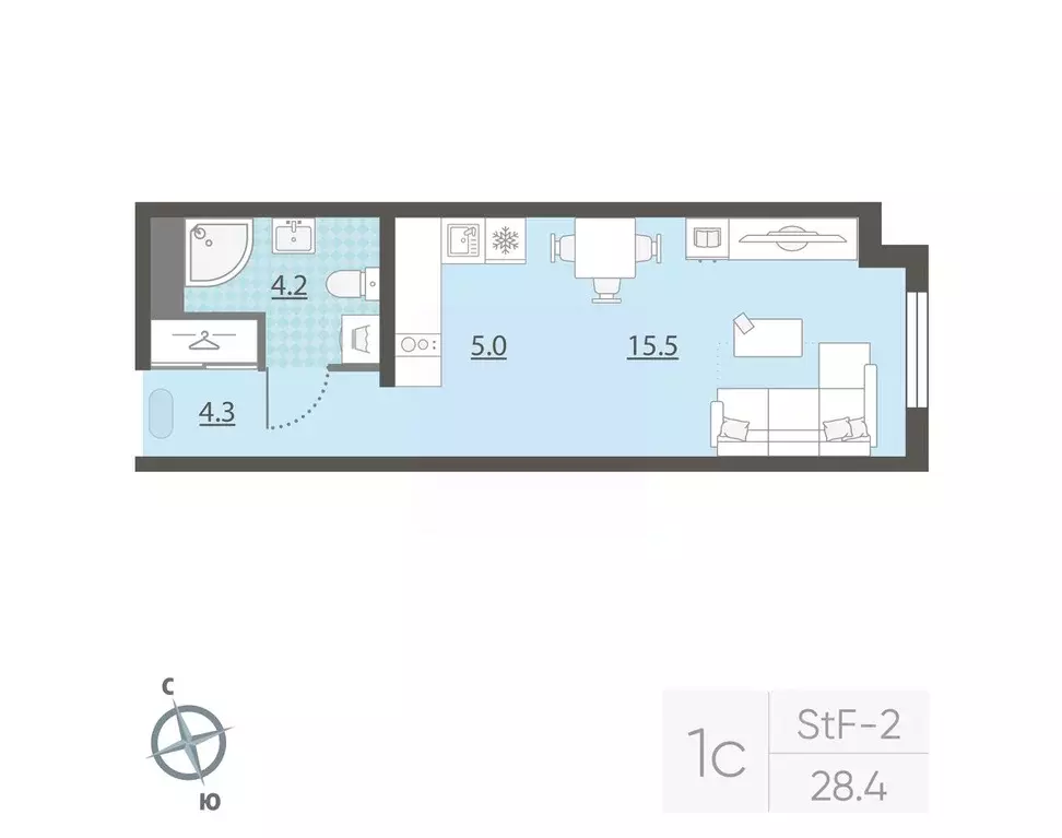Студия Свердловская область, Екатеринбург Центральный жилрайон, Азина ... - Фото 1