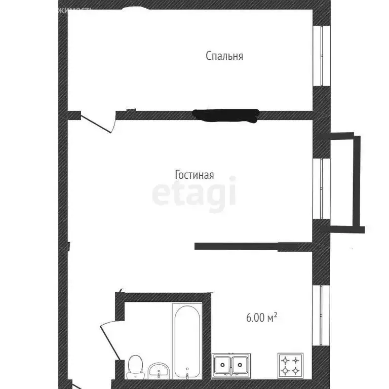 2-комнатная квартира: Абакан, улица Ивана Ярыгина, 20 (40.7 м) - Фото 0