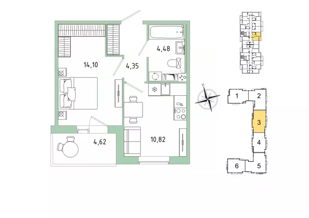 1-к кв. Ленинградская область, Гатчина Въезд мкр,  (36.06 м) - Фото 1