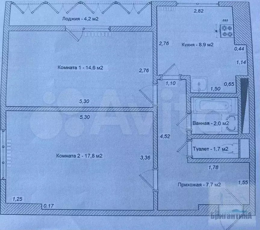 2-к. квартира, 52,7 м, 8/14 эт. - Фото 0
