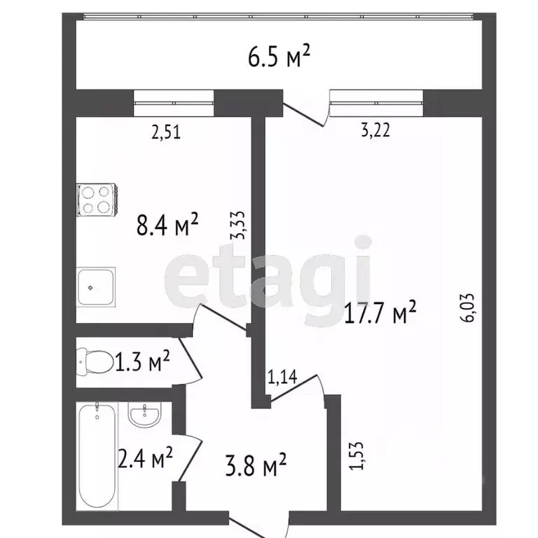 1-к кв. Тюменская область, Тюмень Пролетарская ул., 118 (34.0 м) - Фото 1