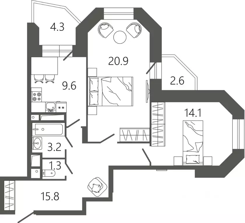2-к кв. Московская область, Подольск Климовск мкр, ул. Советская, 18к2 ... - Фото 1
