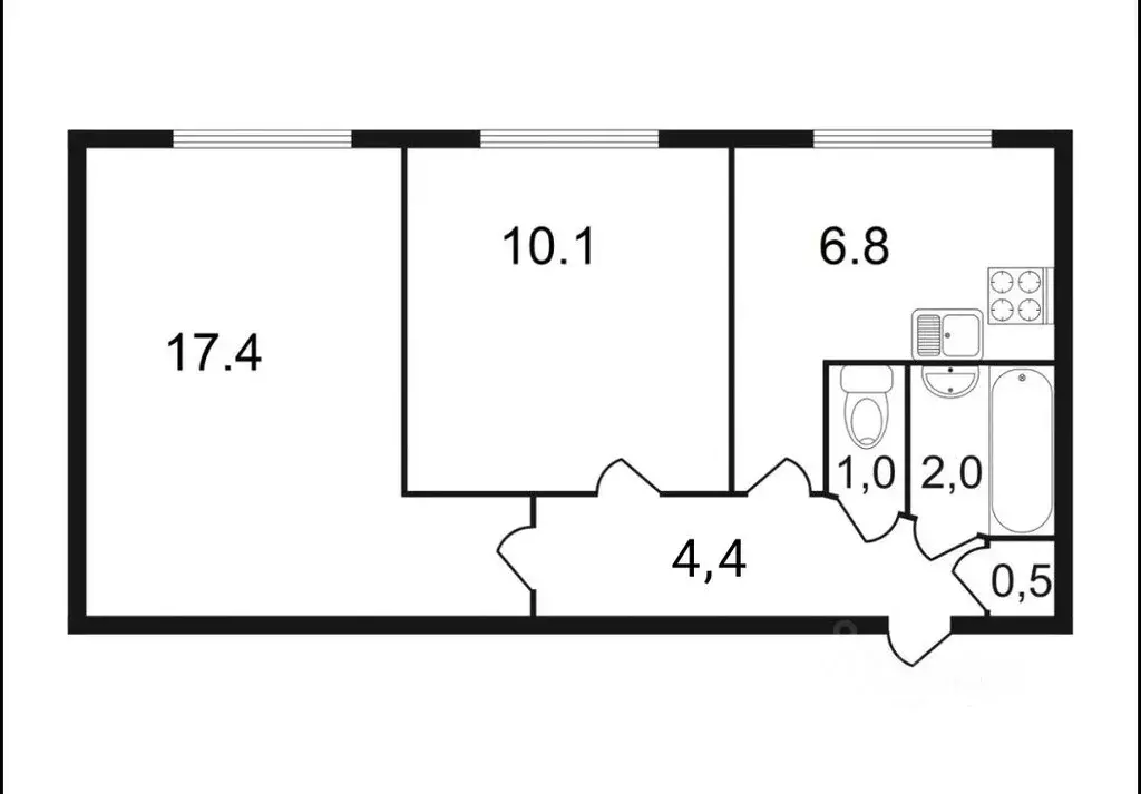 2-к кв. Санкт-Петербург Будапештская ул., 36к1 (45.0 м) - Фото 1