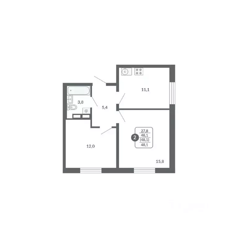 2-к кв. Кировская область, Киров ул. Потребкооперации, 34 (48.1 м) - Фото 1