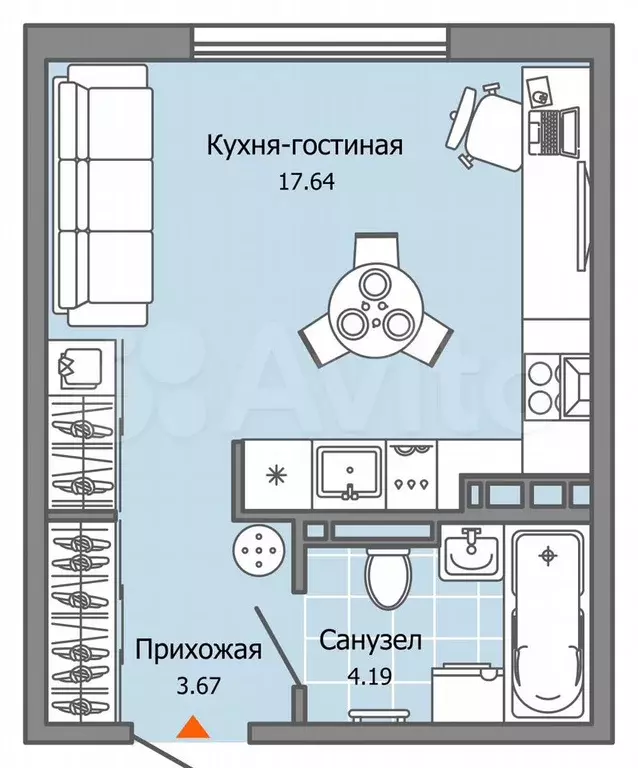 Квартира-студия, 26 м, 5/9 эт. - Фото 0