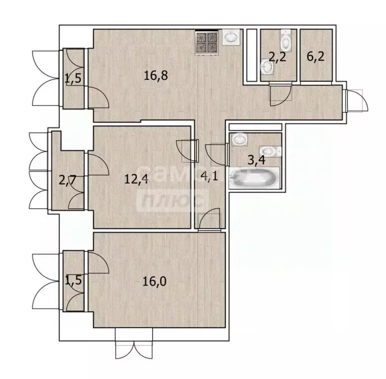 2-к кв. Тюменская область, Тюмень ул. Судостроителей, 48к2 (61.4 м) - Фото 2