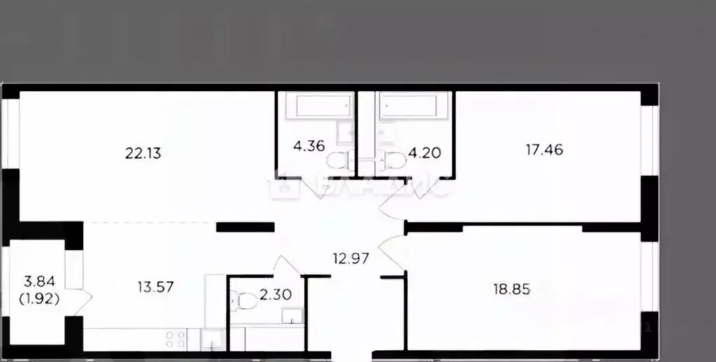 3-к кв. Москва ул. Петра Алексеева, 14 (96.0 м) - Фото 1