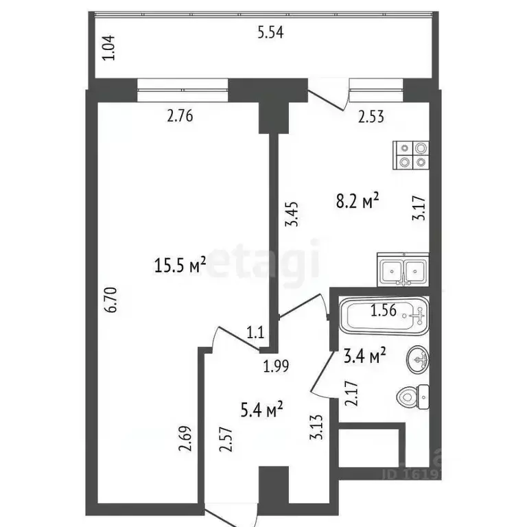 1-к кв. Саха (Якутия), Якутск ул. Дзержинского, 51 (32.5 м) - Фото 2