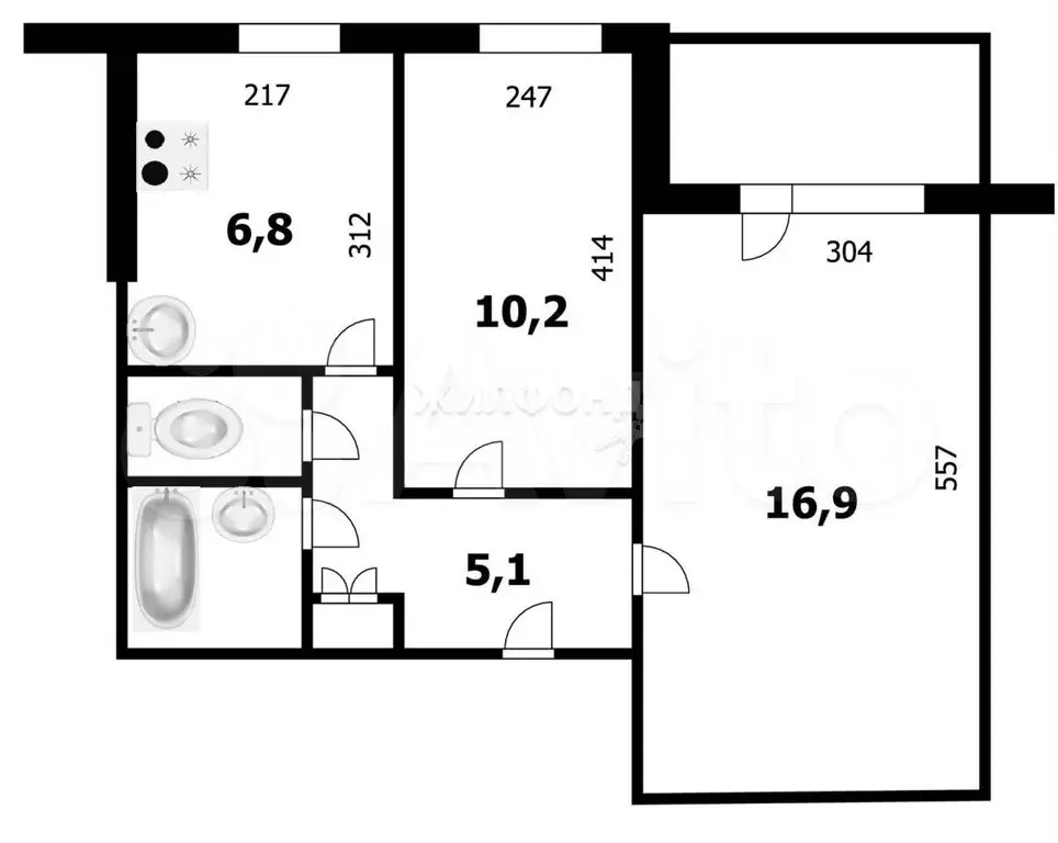 2-к. квартира, 45 м, 9/9 эт. - Фото 0