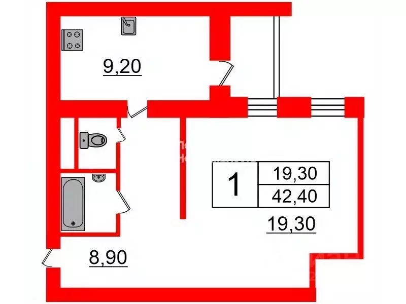 1-к кв. Санкт-Петербург Пискаревский просп., 21К2 (42.4 м) - Фото 1