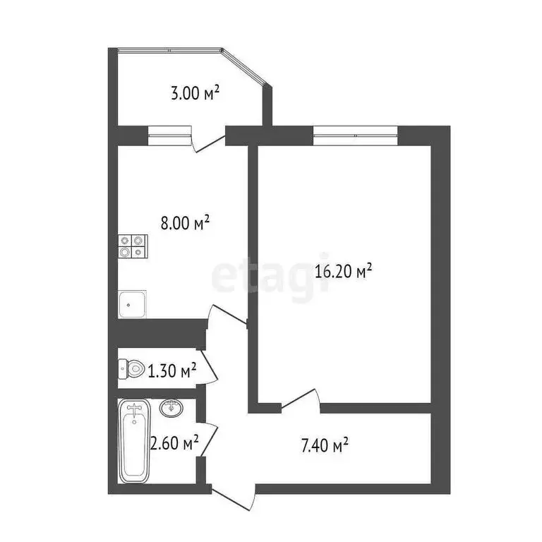 1-комнатная квартира: Тюмень, улица Алексея Леонова, 34 (35.5 м) - Фото 0