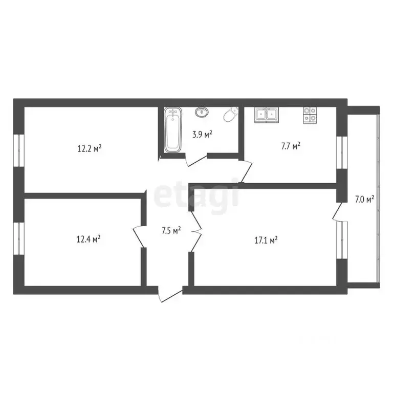 3-к кв. Саратовская область, Балашов Фестивальная ул., 23 (61.2 м) - Фото 1