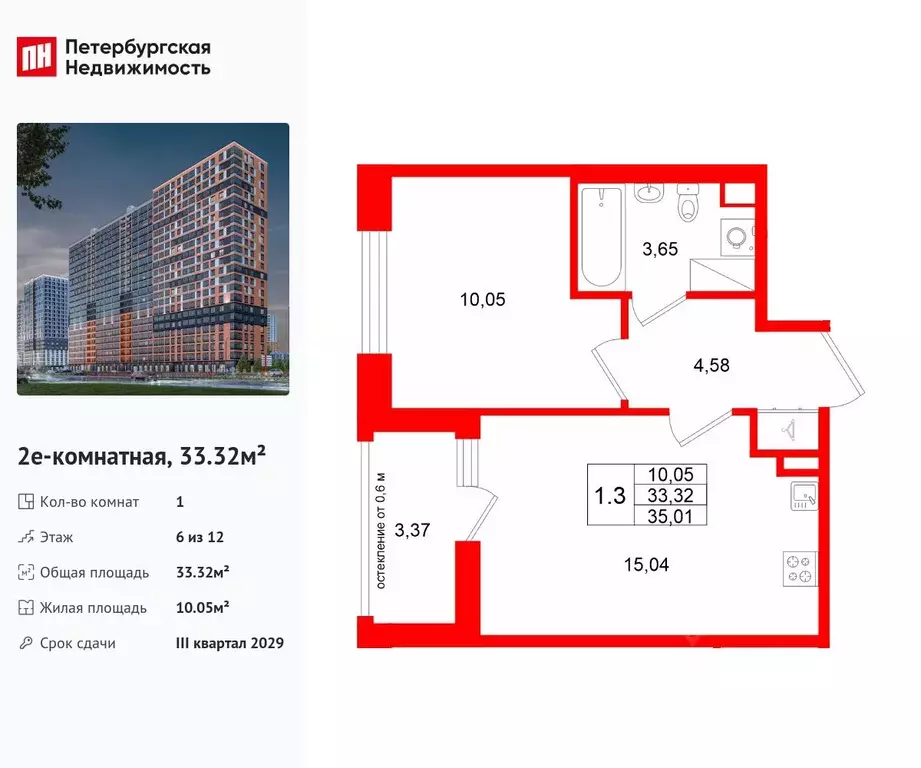 1-к кв. Ленинградская область, Всеволожский район, Свердловское ... - Фото 1