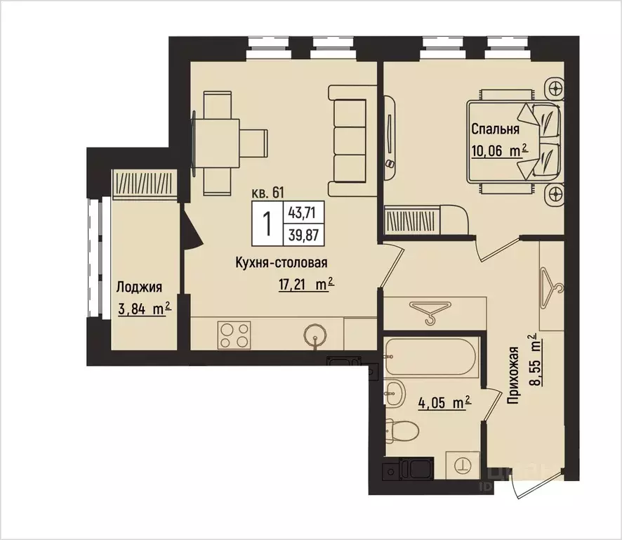 1-к кв. Нижегородская область, Нижний Новгород Литературная ул., 5 ... - Фото 1