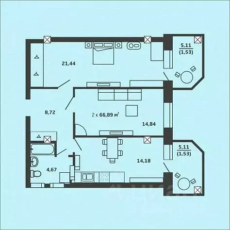 2-к кв. Новосибирская область, Новосибирск ул. Дуси Ковальчук, 238 ... - Фото 0