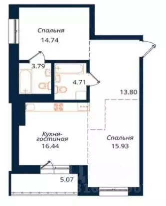 2-к кв. Иркутская область, Иркутск ул. Юрия Левитанского, 16 (74.48 м) - Фото 1