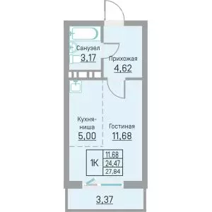 Квартира-студия: Пермь, Белозёрская улица, 26 (27.84 м) - Фото 0