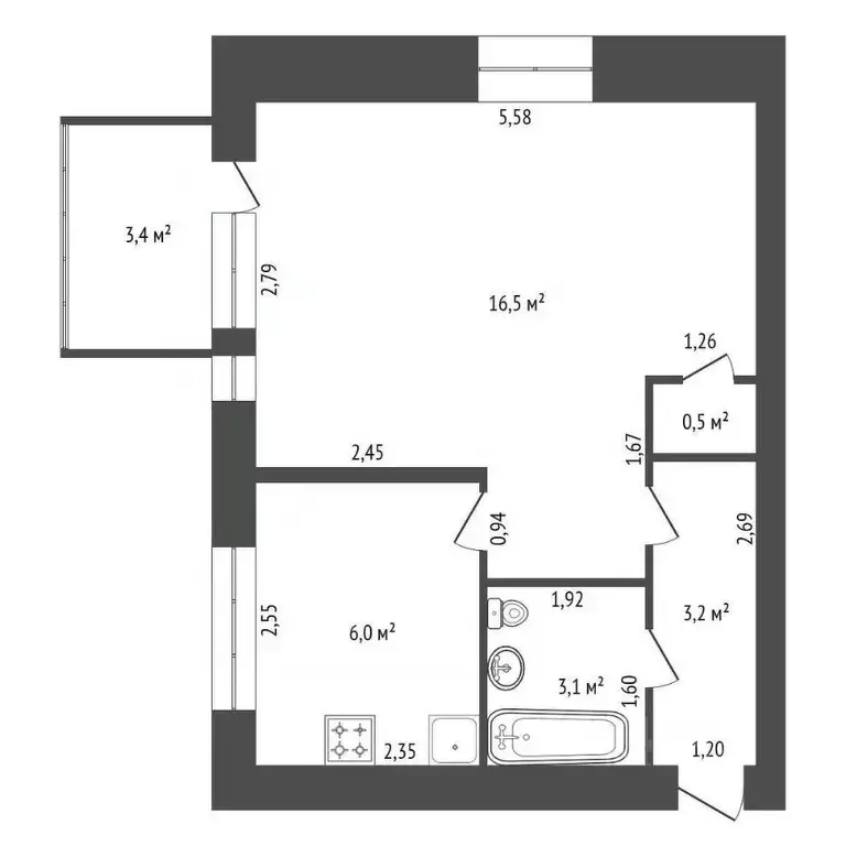 1-к кв. Башкортостан, Уфа ул. Цюрупы, 104 (31.0 м) - Фото 1