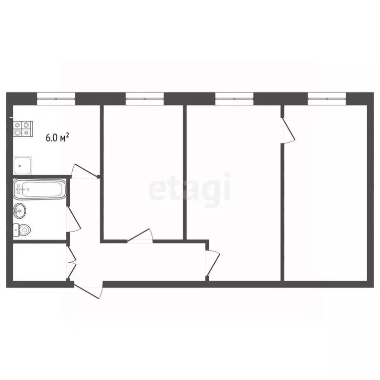 3-к кв. Московская область, Егорьевск 1-й мкр, 36 (57.0 м) - Фото 2