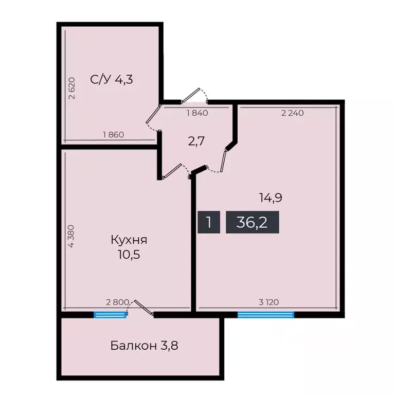 1-к кв. Ставропольский край, Ставрополь ул. Южный обход, 53В (36.15 м) - Фото 1