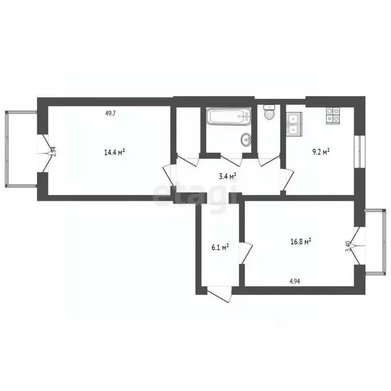 2-к кв. Ярославская область, Ярославль ул. Свободы, 52 (58.0 м) - Фото 2