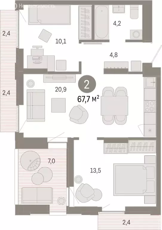 2-комнатная квартира: Екатеринбург, улица Гастелло, 19А (67.74 м) - Фото 0