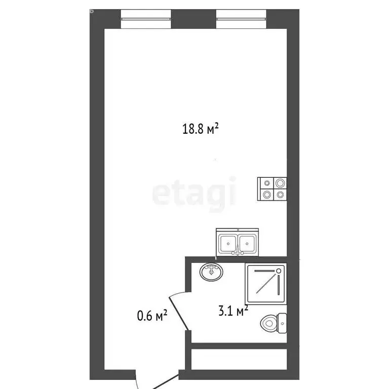 Квартира-студия: Тюмень, улица Евгения Войнова, 3 (22.5 м) - Фото 1