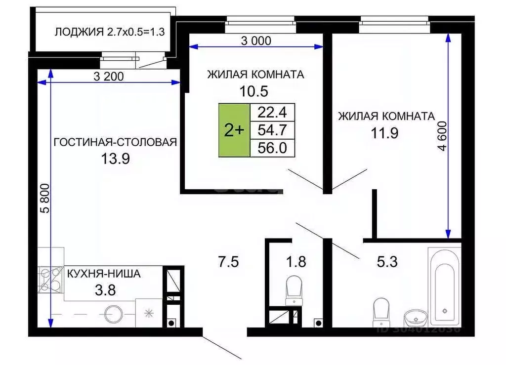 2-к кв. Краснодарский край, Краснодар ул. Летчика Позднякова, 2к14 ... - Фото 0